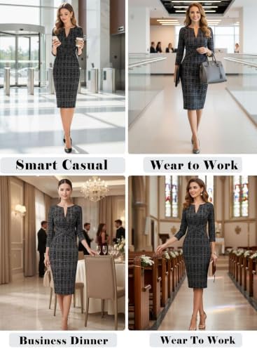 VFSHOW Womens Work Business Office Zipper Up Slim Bodycon Sheath Dress