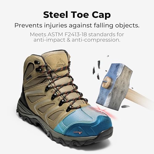 NORTIV 8 Waterproof Steel Toe Work Boots for Men