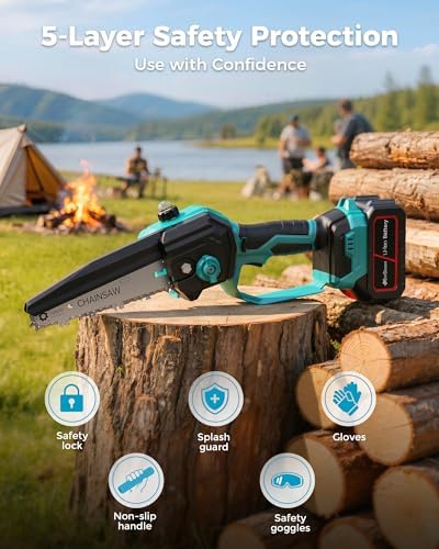 6 inch Mini Chainsaw Cordless for Wood Cutting, 1000W Brushless Motor,