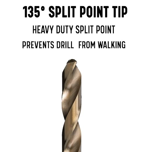 Drill America 5 Piece Cobalt Drill Bit Set (1/4", 5/16", 3/8", 7/16", 1/2"), D/ACO Series, POUD/ACOJ