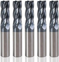 1/2" 4 Flute Roughing End Mill AlTiN Coated Carbide, 5Pcs