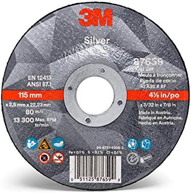 3M Silver Cut-Off Wheel, 87659, 36+, T27, 4.5 in x 3/32 in x 7/8 in
