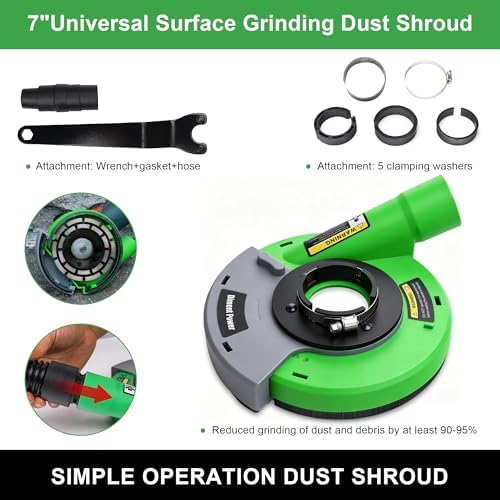 Universal Surface Grinding Dust Shroud for Angle Grinder 7-Inch. Collect Grinding Dust-Stone, Cement, Marble, Rock,Granite, Concrete