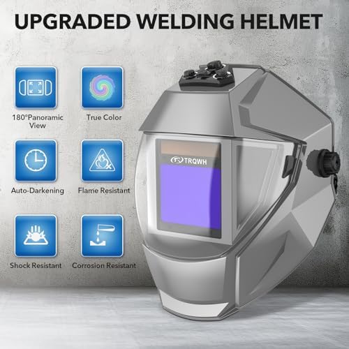 TRQWH Panoramic View Welding Helmet Auto Darkening Welding Hood