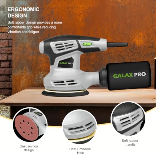 GALAX PRO 5-inch Random Orbital Sander Corded 2.4-Amp with 15PCS Sandpapers