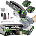 CEEPUY Mini Chainsaw, 6 Inch Portable Electric Chainsaw with 2 Batterys/Automatic Oiler/Security Lock/Powered Small Handheld Saw for Trees Branches Trimming