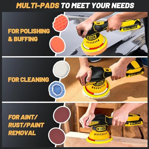Cordless Car Buffer Polisher Kit 6" with 21V 2×2.0Ah Batteries