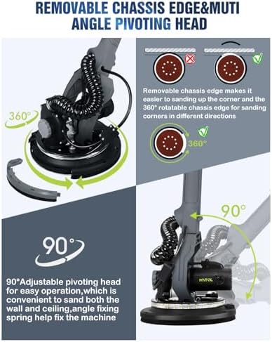 MYTOL 7.2A Drywall Sander with Vacuum, LED, 6-Speed