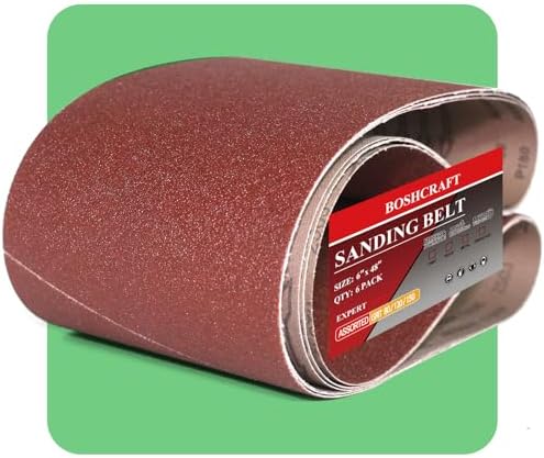 BOSHCRAFT 6 x 48 Inch Belt Sander Sanding Belt, 12 Pack Belt Sander Paper 80/120/150 Grits Assortment Aluminum Oxide Sanding Belts for Belt Sander Knife Sharpening Wood Metal Polishing