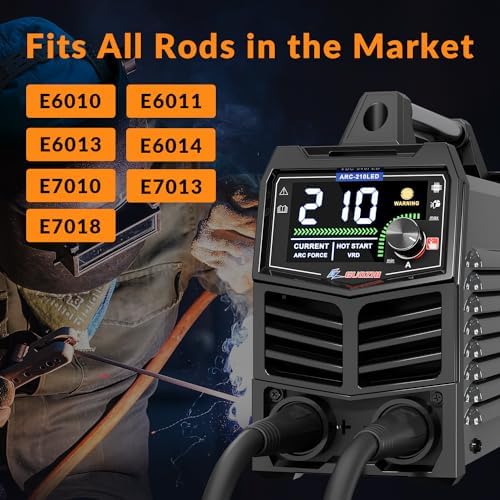 GZ GUOZHI Aluminum Stick Welder 210Amp Large LED Display Digital Inverter IGBT Welding Machine,110V/220V Dual Voltage Hot Start Portable MMA ARC Welder Machine