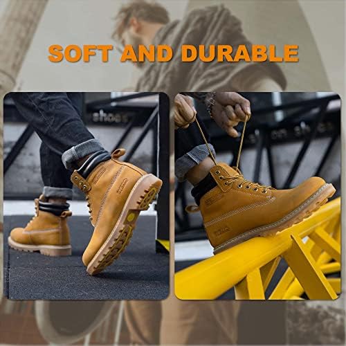 Work Boots for Men Soft Toe Waterproof Leather Workboots