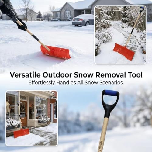 Heavy Duty Winter Snow Shovel, Manual Snow Removal Tool for Driveways, Sidewalks, Outdoor Use