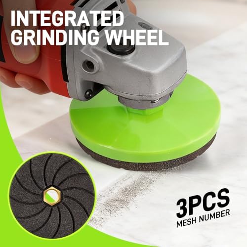 LOZLIN Diamond Polishing Pads, 3 Pack 4 Inch, for Tile, Marble and Granite, Chamfering, Edge Shaping, 50/100/200 Grit, Angle Grinder
