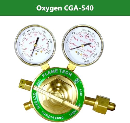 FlameTech VHOR-21 & VHAR-21 Heavy Duty Oxygen & Acetylene Regulators – Single Stage – 2.5" Gauges – Victor-Style Torch & Regulator Connections. Comparable to Victor SR450D and SR460A