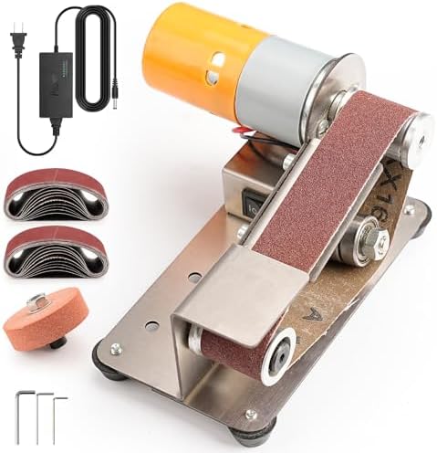 SI FANG Electric Mini Belt-Sander Knife Sharpener, 7 Speeds Portable Bench Grinder Sanding Machine, DIY Tool for Knife Sharpening, Metal Wood Working, Crafts