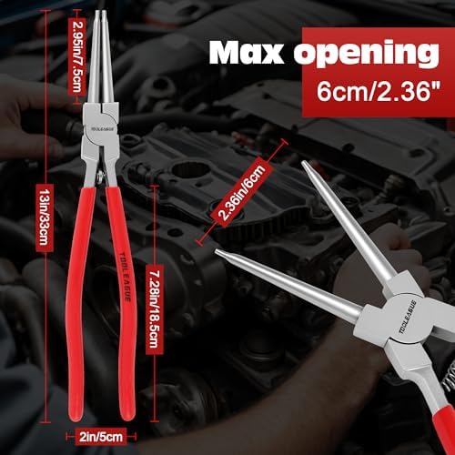 TOOLEAGUE 13" Large Snap Ring Pliers, Straight Internal Circlip Pliers,1 Pc