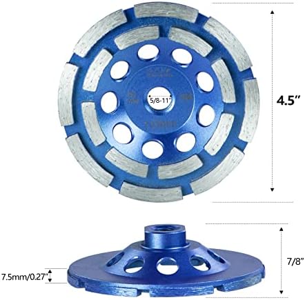 SALI 4.5 Inch 3pcs Concrete Grinding Wheels 16 Turbo Diamond Segments 5/8-11 Arbor Diamond Grinding Wheel Fit for Paint, Epoxy, Mastic Coating Removal