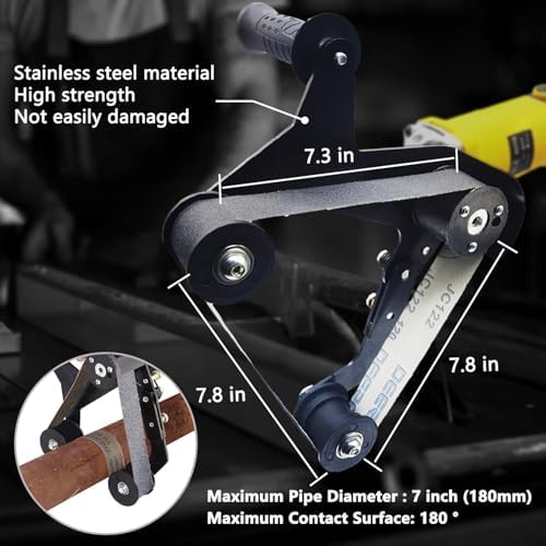 Belt Sander Adapter for Angle Grinder,Pipe Tube Polishing Sanding Attachment, US 5/8-11 Thread,Professional Polishing Tool for Rust Removal,Metal Working,Woodworking(30Pcs Sanding Belts).