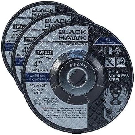 BHA 4" x1/4" x5/8" Metal Grinding Wheels for Angle Grinder - 15 Pack