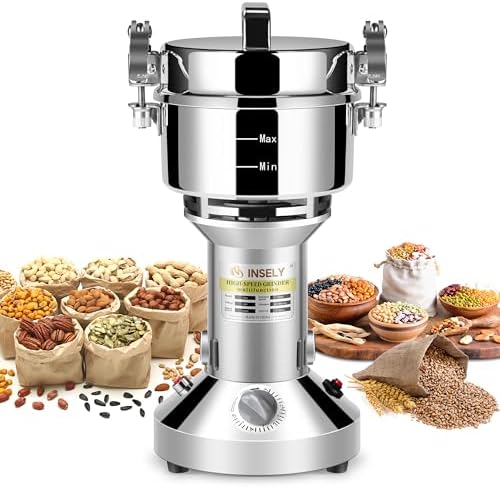 700g Grain Mill Grinder,Stainless Steel Grain Mill for Flour Nut Wheat Corn Spices & Seasonings Dry Grinder Electric Machine Grinder for Kitchen