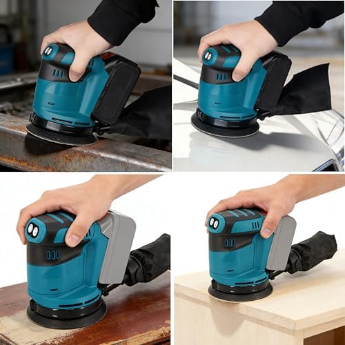 5'' Brushless Random Orbital Sander for Makita 18V Battery, 6 Speed 24000RPM Cordless Palm Sander with Dust Collector for Woodworking Metal Plastic Sanding Polishing Rust Removal (No Battery)