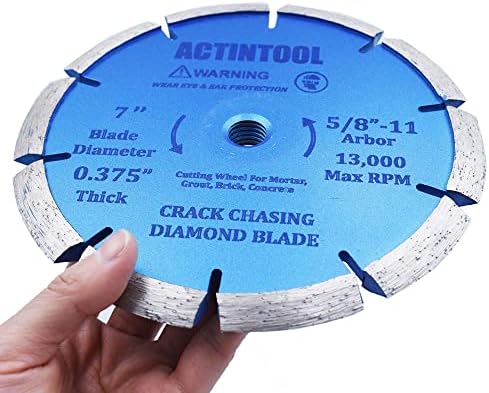7 Inch 0.375" Width 5/8"-11 Arbor Concrete Crack Chasing Diamond Blade, Concrete Crack Chaser Grinding Wheel Saw, Tuckpointing Mortar Joint Grinding Wheel (7" x 0.375")