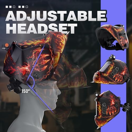 Auto-Darkening Welding Helmet, LED Light, Shade 4/5-9/9-13