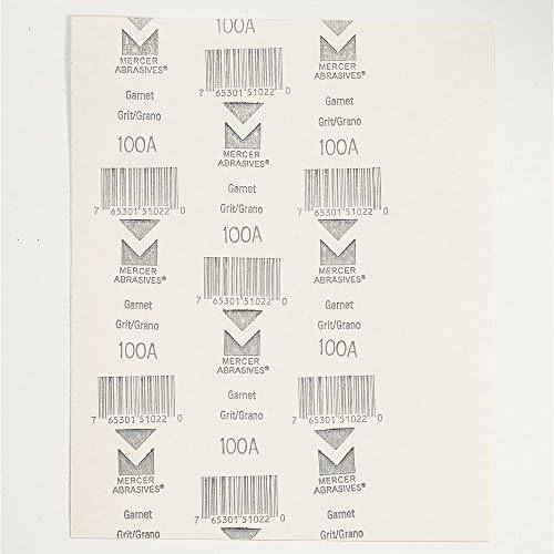 Mercer Industries 205100A - 9 x 11 Garnet Paper Sheets, Grit 100A (100 pack)