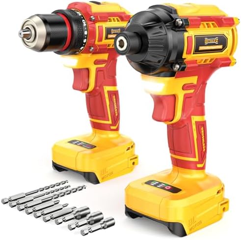 Cordless Drill and Impact Driver Combo Kit Compatible with Dewalt Battery