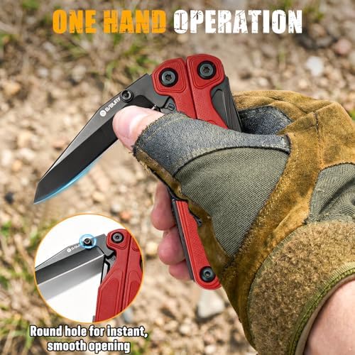 BIBURY G10 Handle Multitool, One-Hand Opening Pocket Knife, 9oz Lightweight