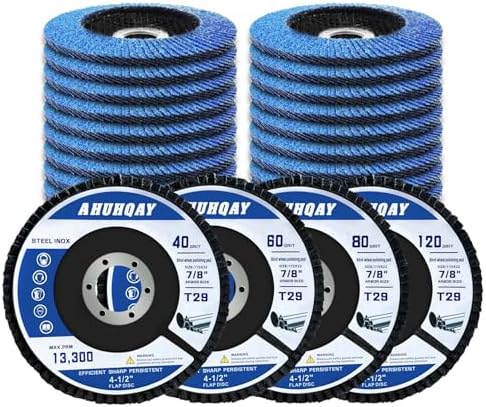 25 Pack 4-1/2 Inch Flap Discs for Angle Grinder, T29 Zirconia Alumina Grinding Wheels 40/60/80/120 Grit, Heavy Duty Sanding Discs for Metal, Stainless Steel, Weld Blending, Rust Removal, Finishing
