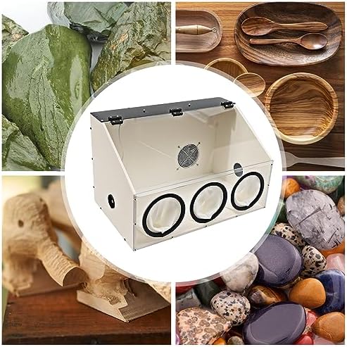 TFCFL Dust Box Enclosed Electric Grinding Table Polisher Dust Box Acrylic Cover 4mm Fully Enclosed Electric Grinder Polisher Acrylic Dust Cover Box 110V Polishers Buffers (3Holes)