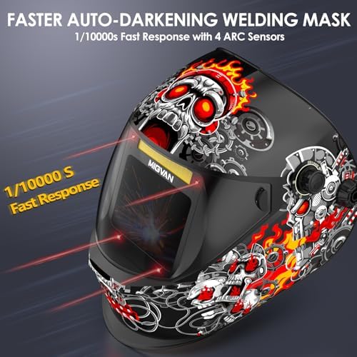 Welding Helmet Auto Darkening True Color Large Viewing, Welding Hood Solar/Rechargeable Battery Powered, Wide Shade 4/5-13 with 4 Arc Sensor, Optical Clarity Welding Mask for TIG MIG ARC Grind