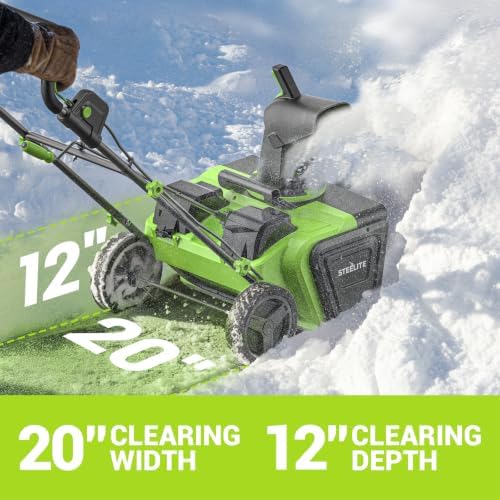 STEELITE 40V(2X20V) Cordless Snow Blower, 20-Inch Snow Thrower 850 lbs/Minute Capacity, Includes 2 x 4.0Ah Batteries & Chargers, Ideal for Walkways and Driveways, Brushless Motor