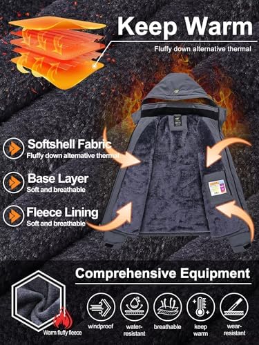 QPNGRP Mens Waterproof Ski Snowboard Jacket Winter Windproof Snow Coat