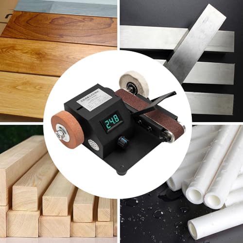 Mini Belt Sander,Benchtop Sander Electric Bench Grinder Spindle Sander 0-90° Adjustable Polishing Grinding Machine W/Digital Display For Metal, Wood, Acrylic,Jewelry