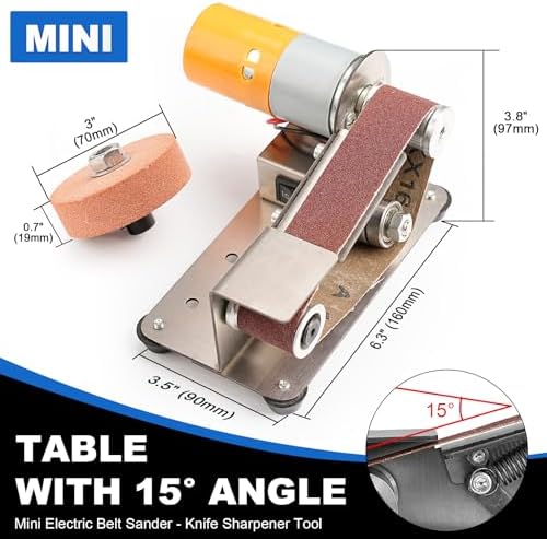 SI FANG Electric Mini Belt-Sander Knife Sharpener, 7 Speeds Portable Bench Grinder Sanding Machine, DIY Tool for Knife Sharpening, Metal Wood Working, Crafts