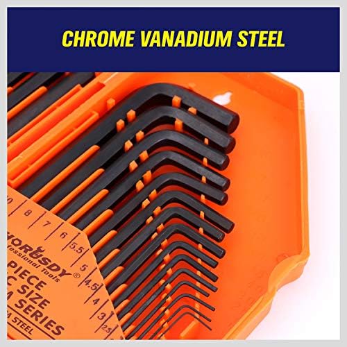 HORUSDY 32-Piece Hex Key Set with Another Torque Handle, Allen Wrench Set Inch/Metric MM(0.7mm-10mm) SAE(0.028"-3/8)