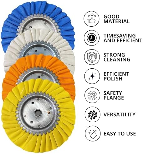8 Pack Aluminum Polishing Kit - 8 Inch Buffing Wheel Rake for Angle Grinder Metal Polishing Wheel for Mirror Finish Aluminum Buffing Wheel Kit and Polishing Compound