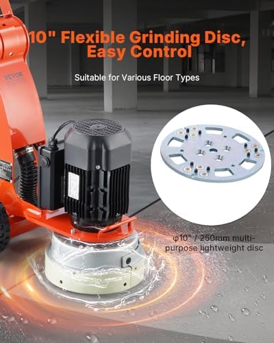VEVOR Electric Concrete Floor Grinder 10 inch, Walk-Behind Grinder 1.7 HP