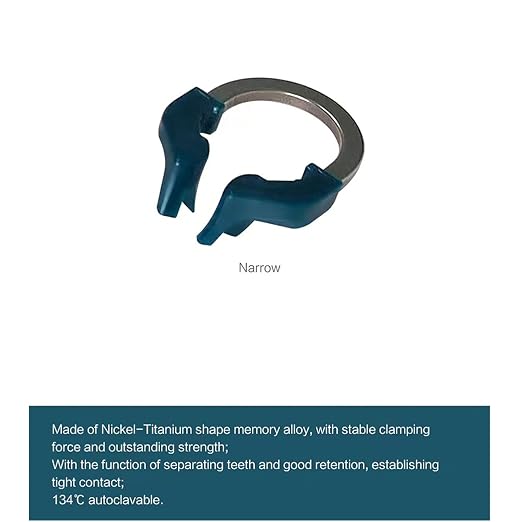 Dental Sectional Matrix Ring Clamp Spring Clip, Autoclavable Nickel Titanium Orthodontic Clamp Rings, Contoured Matrices System for Pre and Post Molars. (R6 QIANLV)