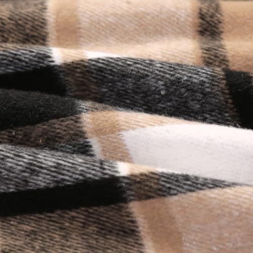 IDEALSANXUN Womens Plaid Wool Skirts Elastic Waist A-Line Pleated Tartan Long Skirts