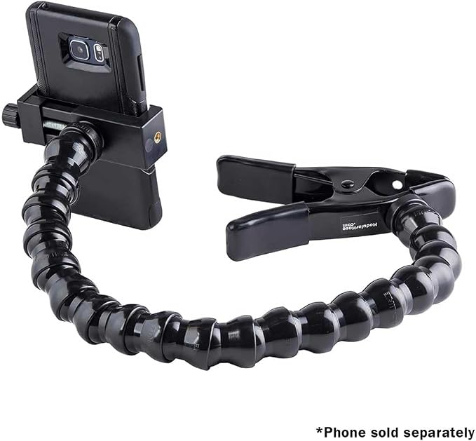 MOGO ModularHose Assistive Technology Phone Holder with Heavy-Duty Spring Clamp (Opens to 2"), 18 Inch Arm