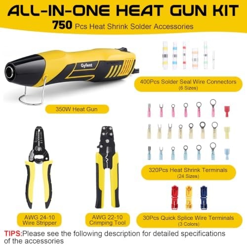 3-In-1 Heat Gun Kit with 750Pcs Heat Shrink Wire Connectors with Storage Box