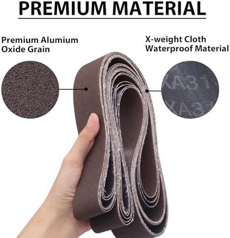 2 x 72 Inch Sanding Belts 120 Grit, 6 Pack