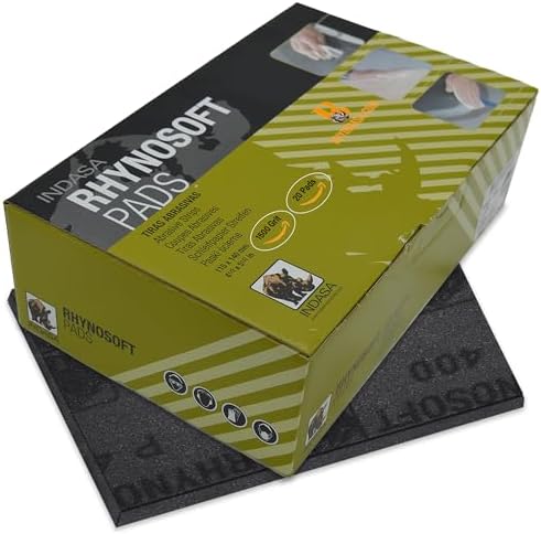 Indasa Rhynosoft Foam Sanding Pads - 4.5" x 5.5",Hook and Loop, 1500 Grit, Redline, Flexible,Tear-Resistant, Ideal for Automotive, Wood,& Finishing (Pack of 20 Pads)