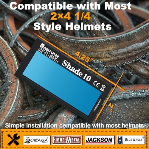 Core Series HD Shade 10 Auto Darkening Welding Lens 2"x4 1/4", Slim 0.2" True Color Welding Lens with Natural View for Pancake & Sugar Scoop Welding Hoods