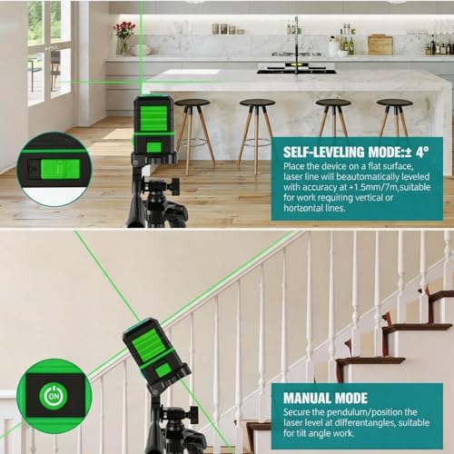 Laser Level with Tripod, 100Ft Green Cross Line Rotary Laser Tool