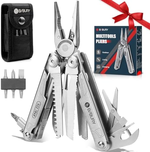 BIBURY 19-in-1 Multitool Pliers with Pocket Knife & Pocket Clip, BI2038A