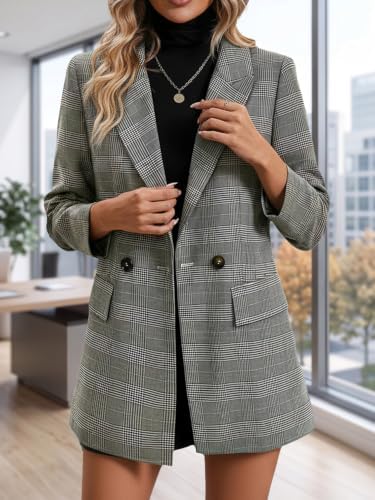 Mina Self 2026 Women's Fall Plaid Blazer Houndstooth Jacket Business Casual